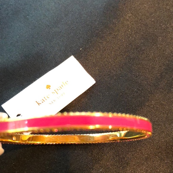 🎉HP🎉 Kate Spade Hot Pink/Gold Rhinestone Enamel Bangle Bracelet NWT - Picture 5 of 7